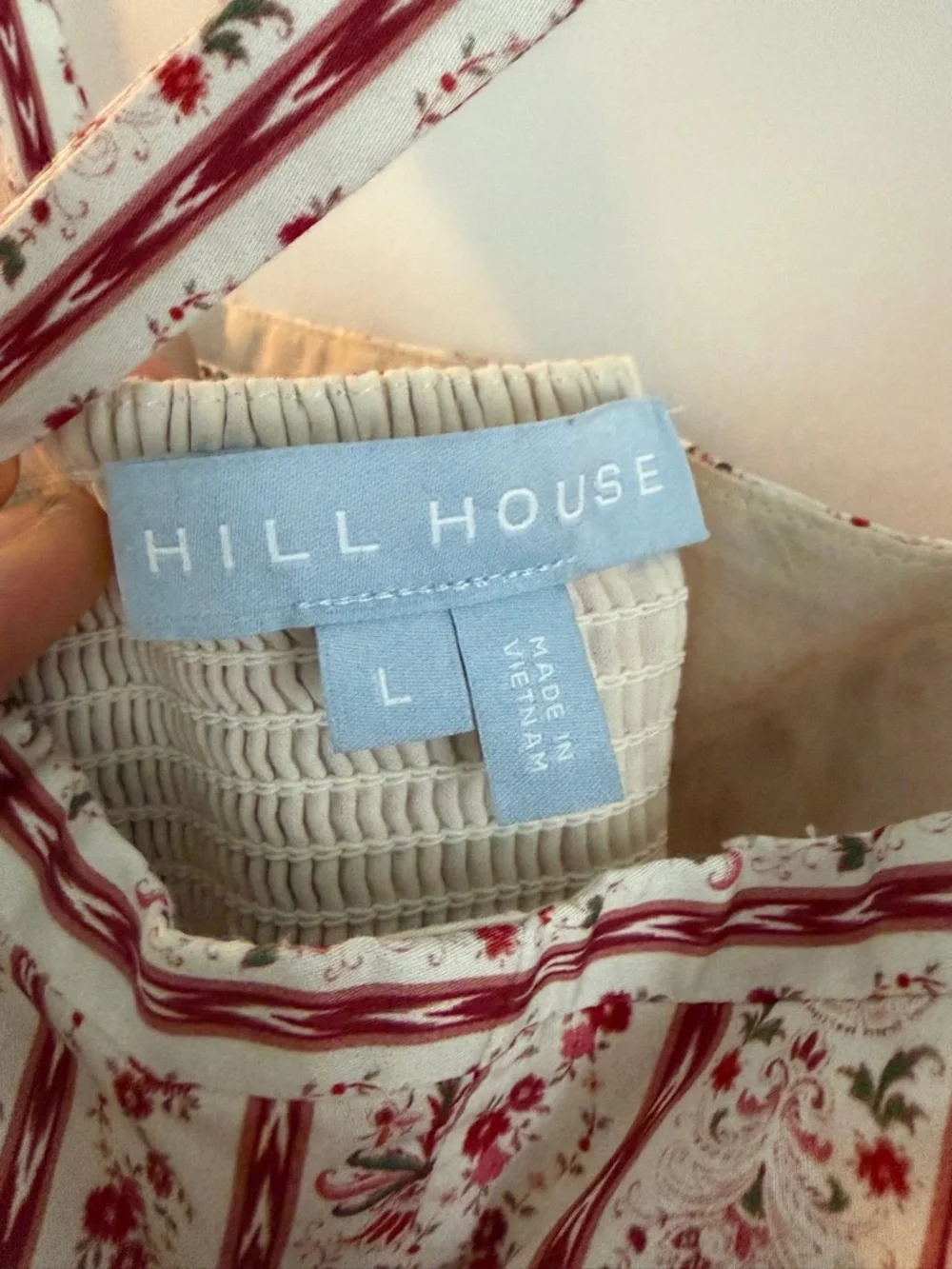 Hill House Red and Cream Striped Floral Midi Dress - Picture 4 of 4